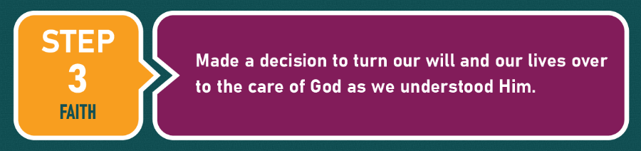 Step 3 - Faith: "Made a decision to turn our will and our lives over to the care of God as we understood Him."